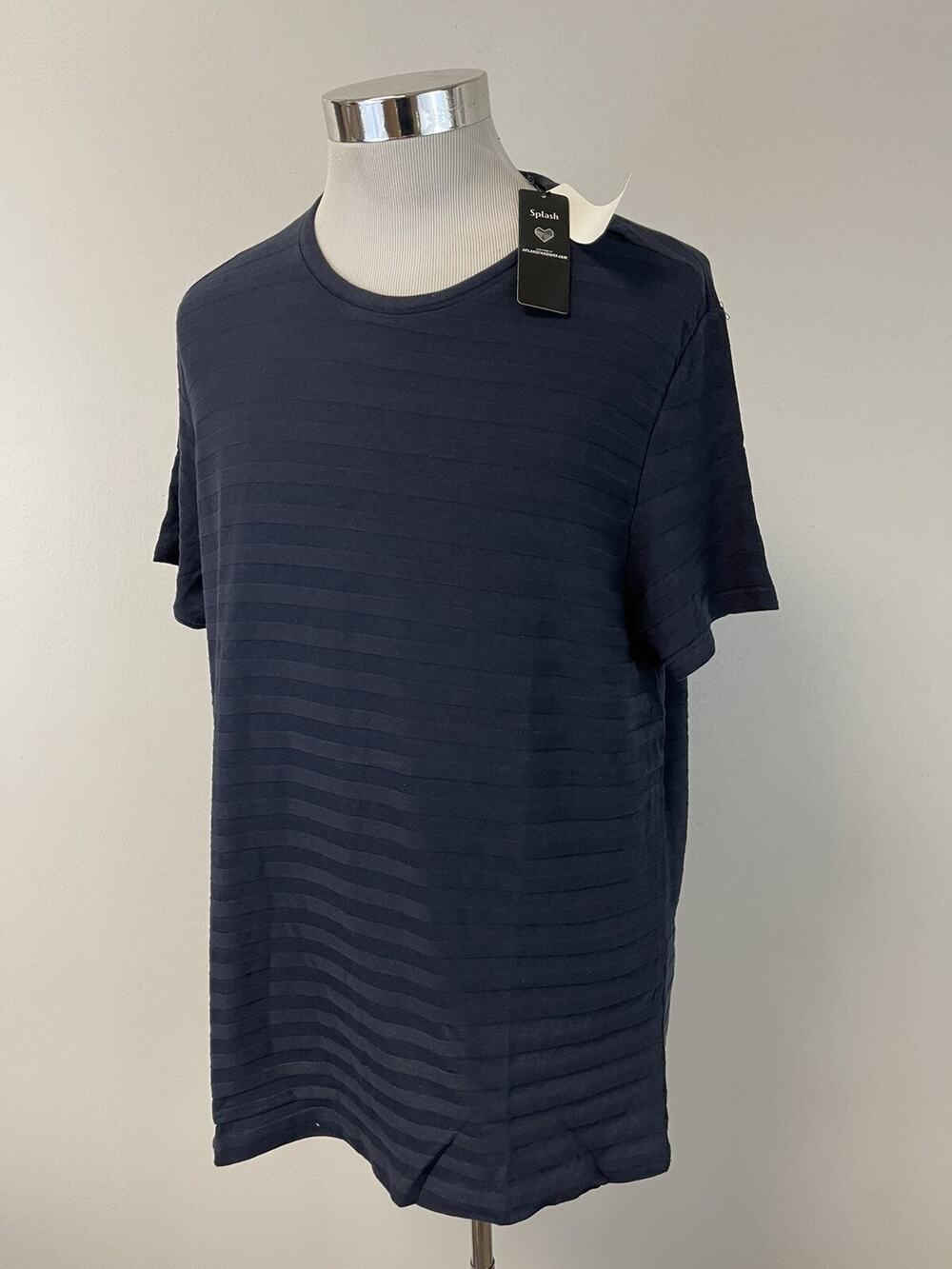Iconic Shirt Mens Medium Tee Blue Terry Knit Short Sleeve Crew Neck N25